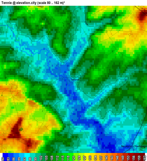 Tennie elevation map