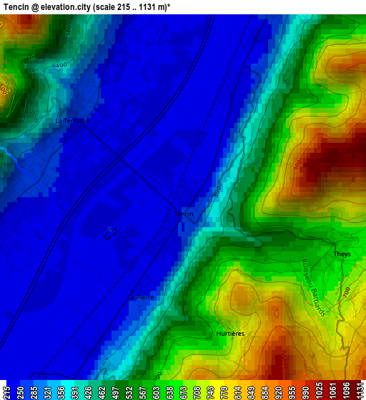 Tencin elevation map