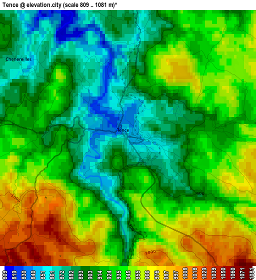 Tence elevation map