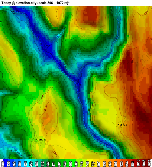 Tenay elevation map