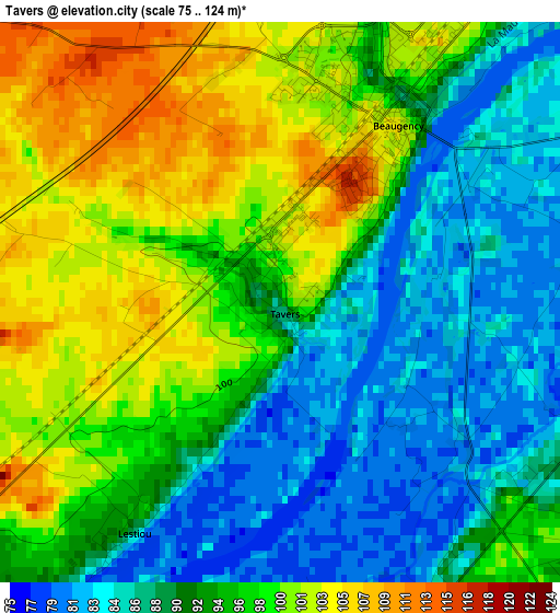 Tavers elevation map