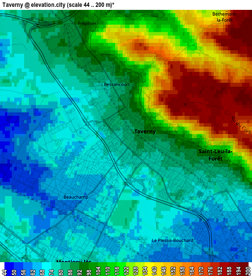 Taverny elevation map