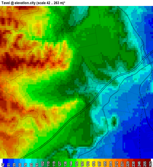 Tavel elevation map