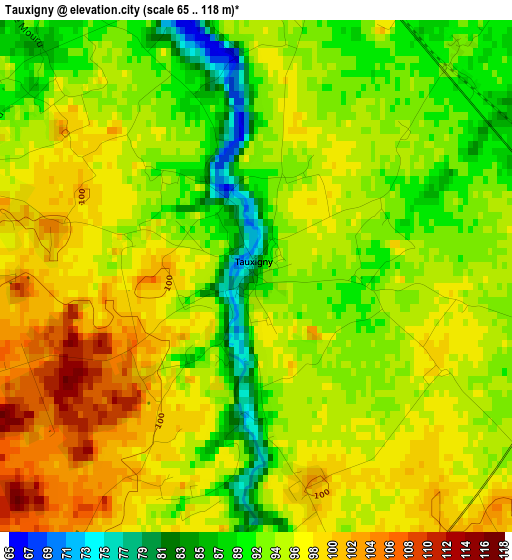 Tauxigny elevation map