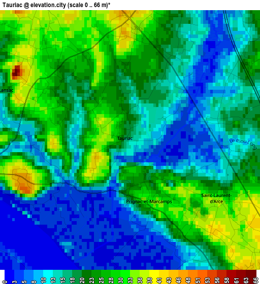 Tauriac elevation map