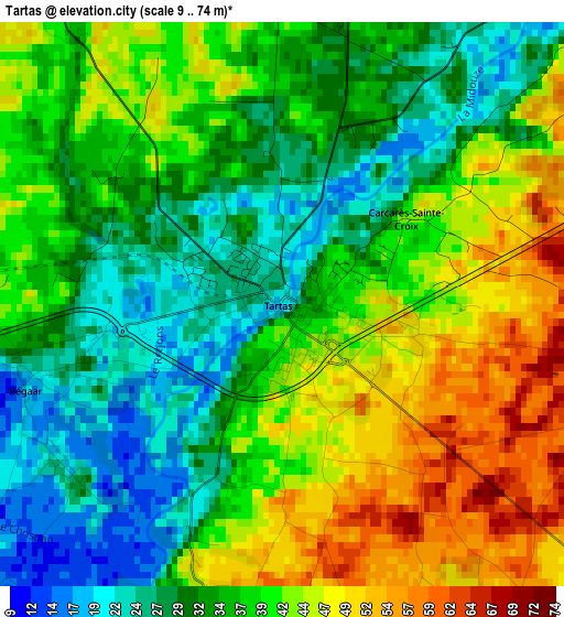 Tartas elevation map