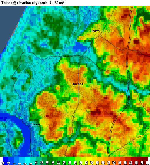 Tarnos elevation map