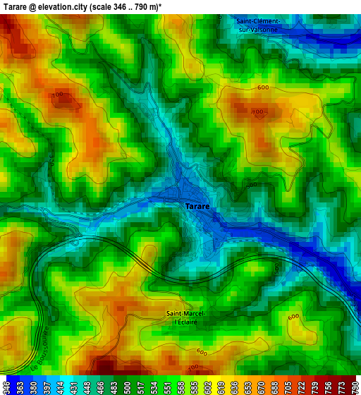 Tarare elevation map