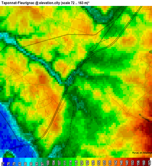 Taponnat-Fleurignac elevation map