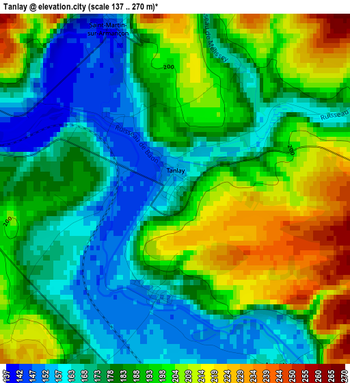 Tanlay elevation map