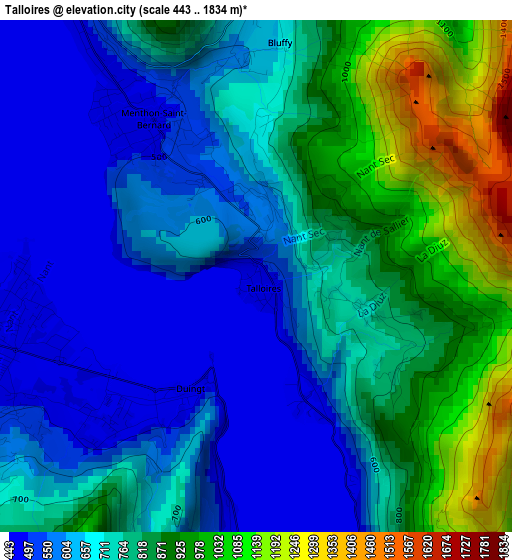 Talloires elevation map