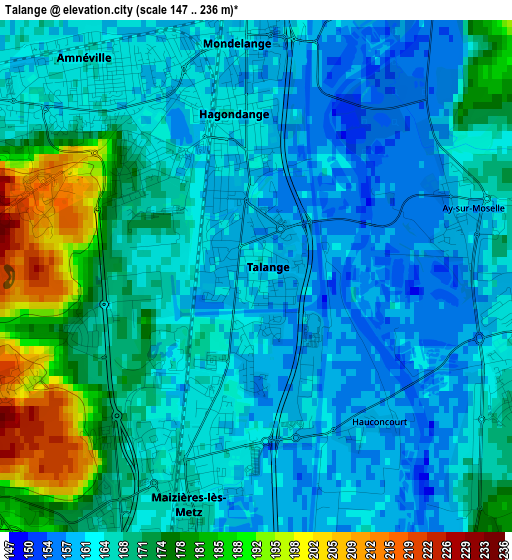 Talange elevation map