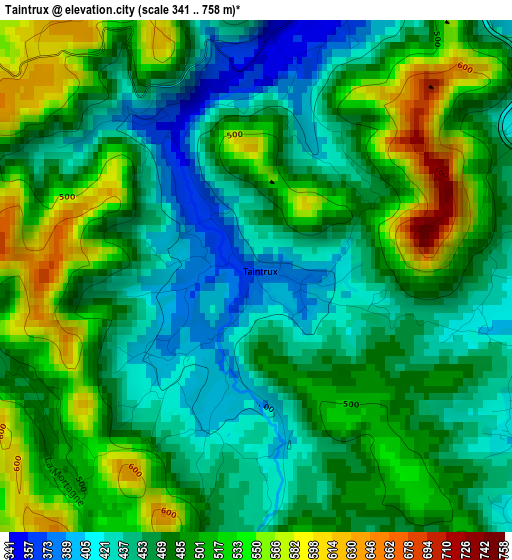 Taintrux elevation map