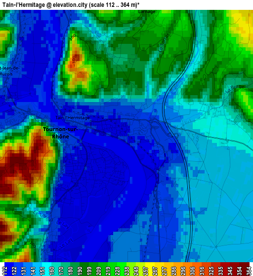 Tain-l’Hermitage elevation map