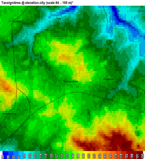 Tacoignières elevation map