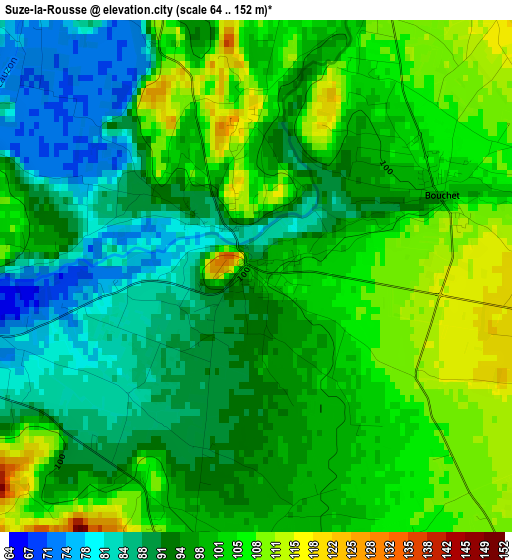 Suze-la-Rousse elevation map