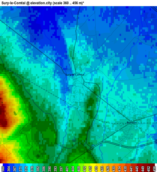 Sury-le-Comtal elevation map