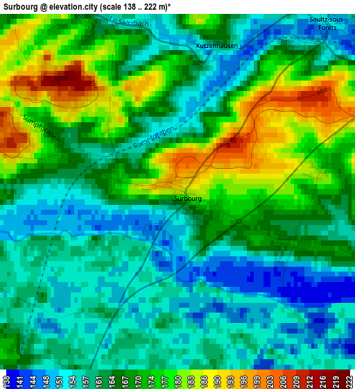 Surbourg elevation map