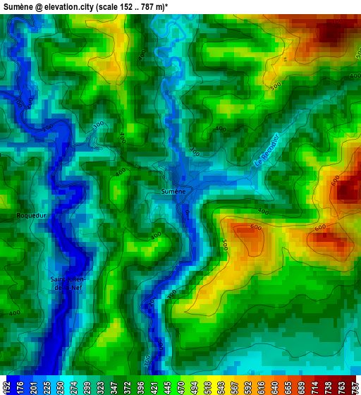 Sumène elevation map