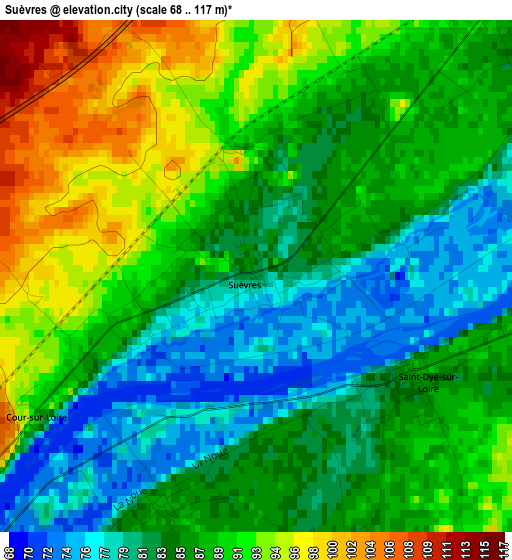 Suèvres elevation map