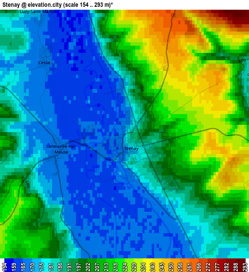 Stenay elevation map