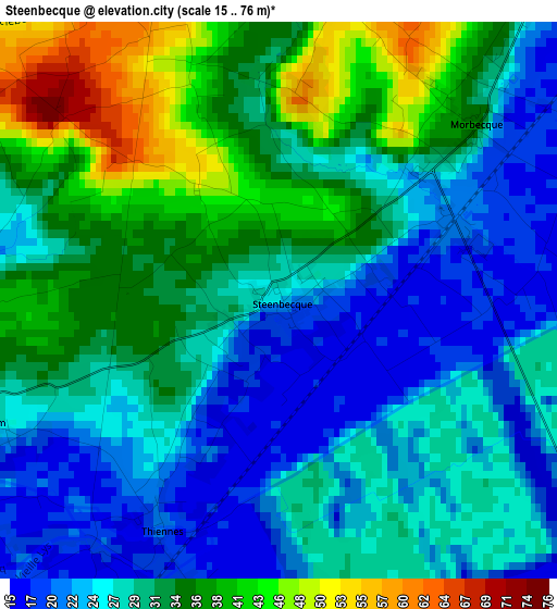 Steenbecque elevation map