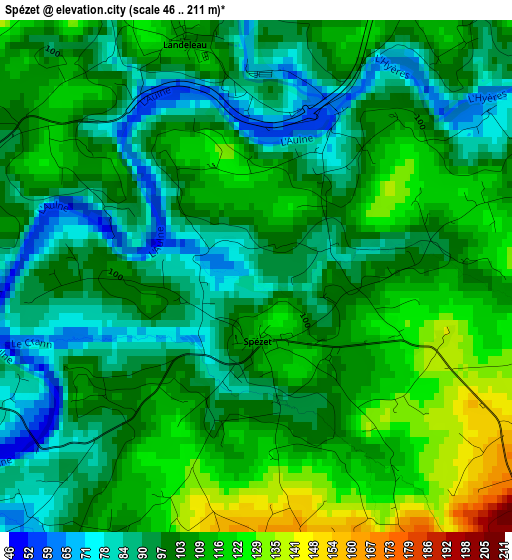 Spézet elevation map