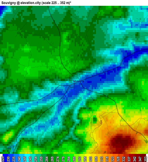 Souvigny elevation map