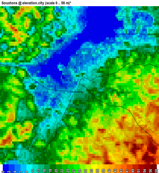 Soustons elevation map