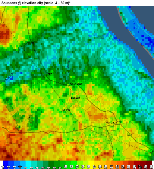 Soussans elevation map