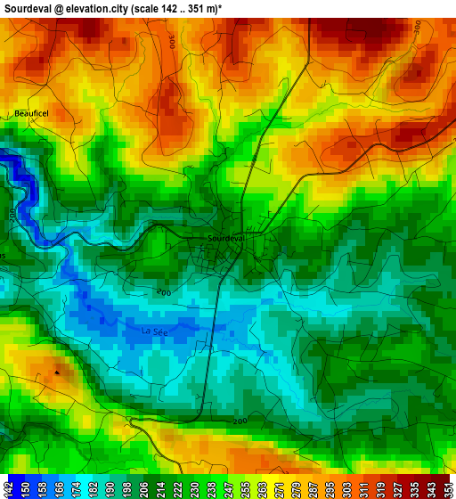 Sourdeval elevation map