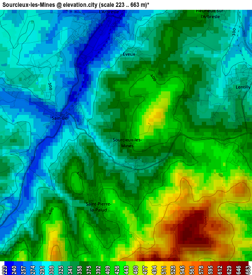 Sourcieux-les-Mines elevation map