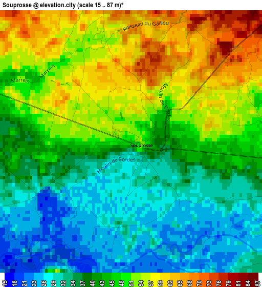 Souprosse elevation map