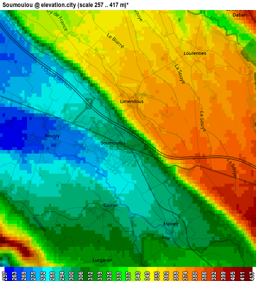 Soumoulou elevation map