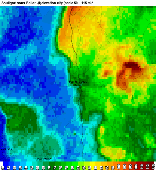 Souligné-sous-Ballon elevation map