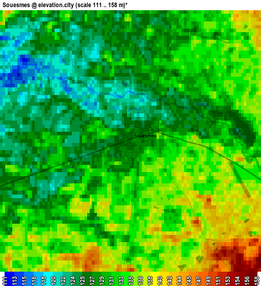 Souesmes elevation map