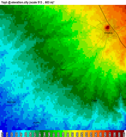 Yaylı elevation map