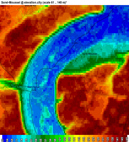 Sorel-Moussel elevation map