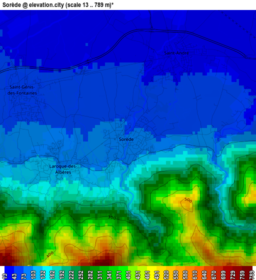 Sorède elevation map