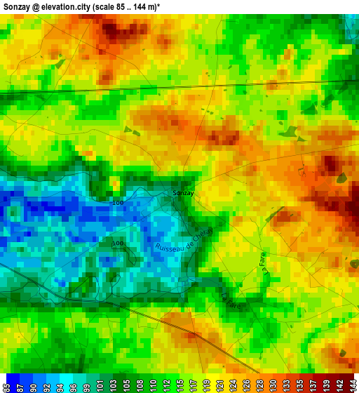 Sonzay elevation map