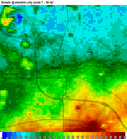 Somain elevation map