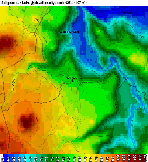 Solignac-sur-Loire elevation map