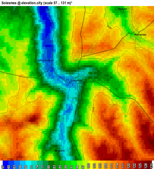 Solesmes elevation map