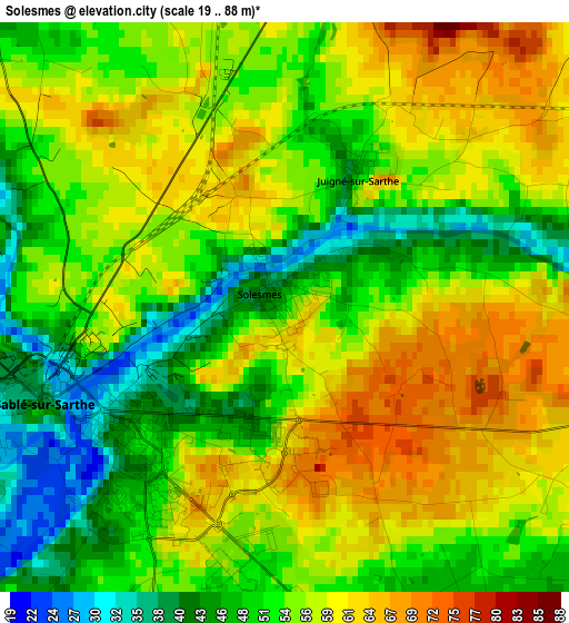 Solesmes elevation map