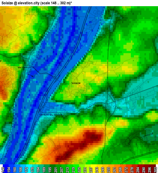 Solaize elevation map