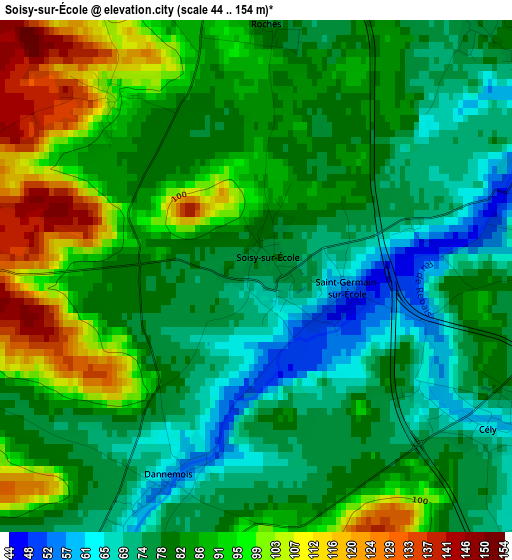 Soisy-sur-École elevation map