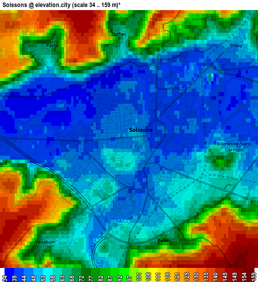 Soissons elevation map