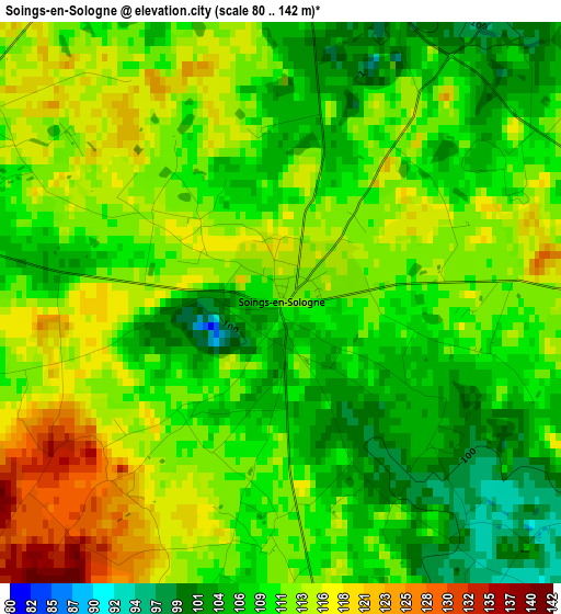 Soings-en-Sologne elevation map