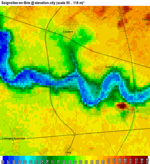 Soignolles-en-Brie elevation map