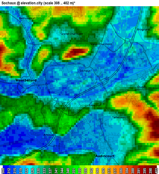 Sochaux elevation map